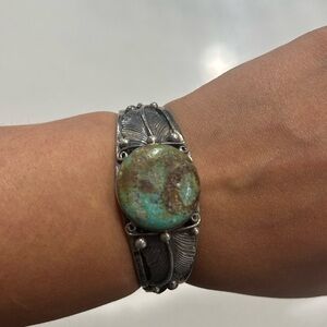 vintage sterling silver and turquoise cuff